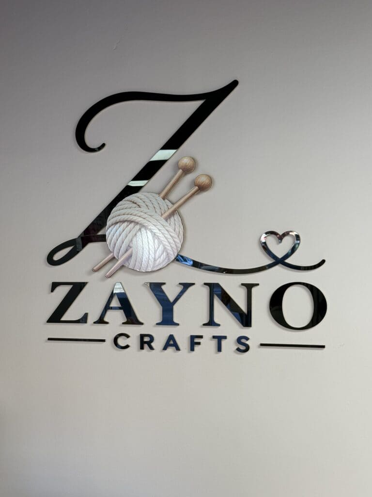 Completed Zayno Crafts acrylic 3D wall sign in Richmond.